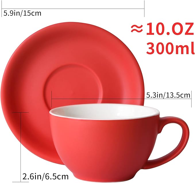 Yundu Ceramics Latte Cup and Saucer - 10 oz - Image 7