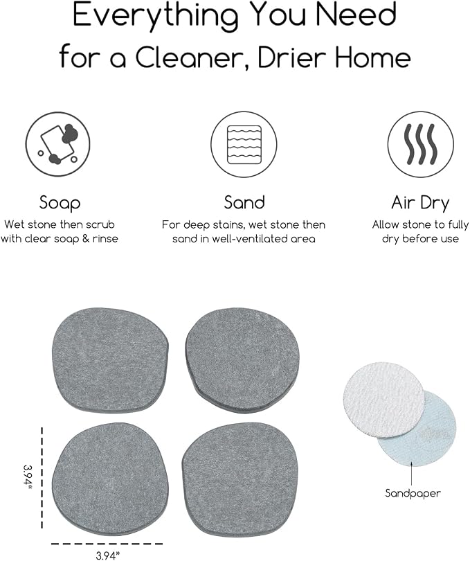 Diatomaceous Earth Coasters, Heat-Resistant, Modern Stone Design, Dark Gray - Image 2