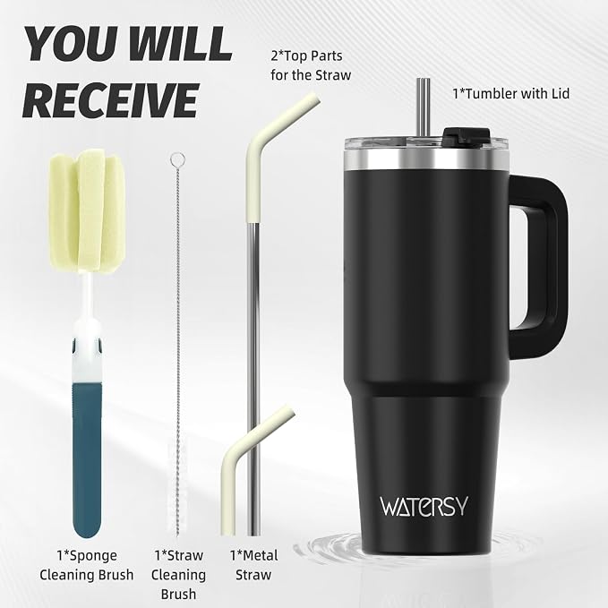 30 oz Tumbler with Handle, Tumbler with Lid and Straw, Double Wall Insulated - Image 3