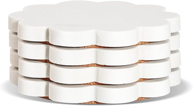 Flower Marble Coasters Set of 4, Stone Coasters by Unknown