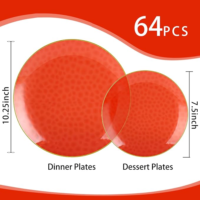 64 Pcs Red Plasitc Plates for Patriotic Day, 32 Guests Clear Red Plates - Image 4