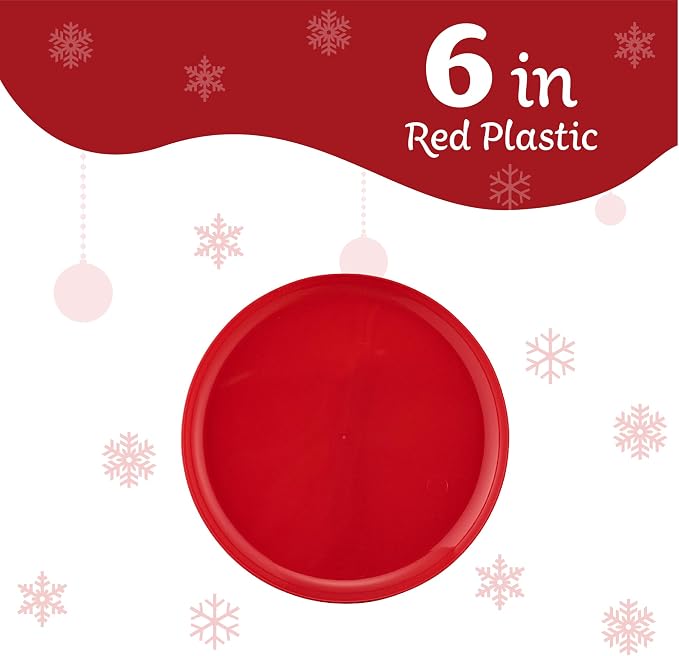 PLASTICPRO 30 Pack 6.3'' Christmass Plates Red Plastic Party Plates Edge - Image 6