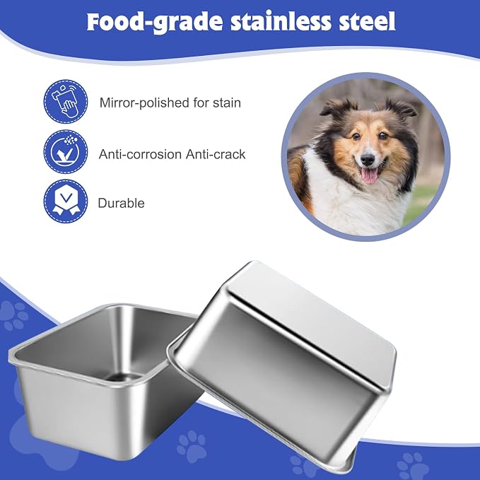 3 Gallon Large Dog Water Bowl, 2 Pack Stainless Steel Dog Bowls | 14 x 10.3 x 6 - Image 6