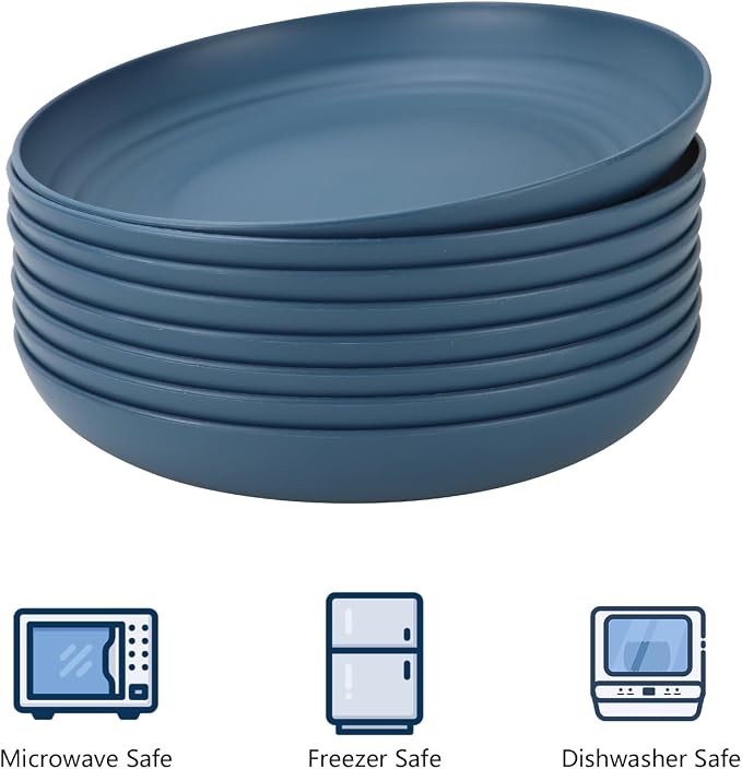 Dinner Plates Set, Alternative to Plastic Plates, Wheat Straw Plate Set of 8 - Image 3