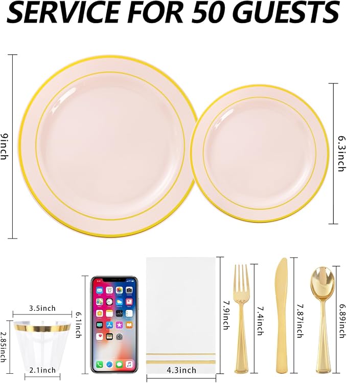 GATHER 350PCS Pink Plastic Plates - Image 2