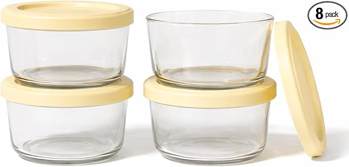 8-Piece Glass Food Storage Containers Set | 1-Cup, Leakproof | Microwave by DuraLiving