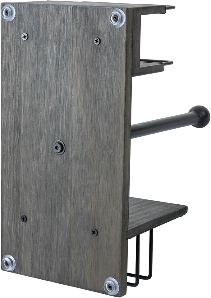 MyGift Rustic Gray Wood Paper Towel & Napkin Holder - Image 6