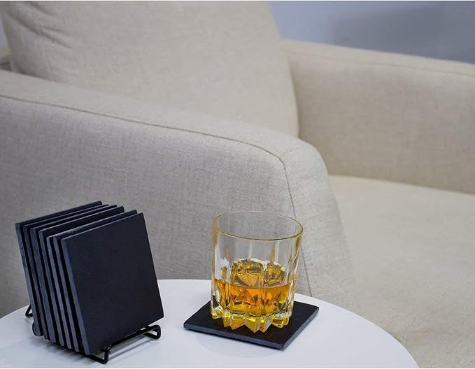 Juvale Square Black Slate Coasters Set - Image 3