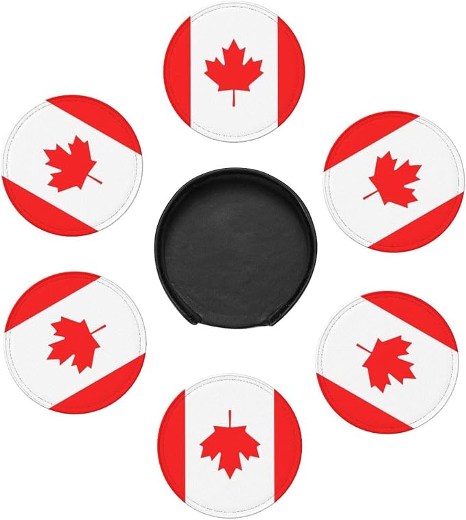 6 Pack Canada Leather Coaster - Image 3