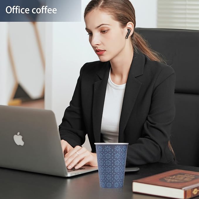 Clawsoff 300 Pack Paper Cups 8 oz Bulk Disposable Coffee Cups Navy Floral | - Image 7