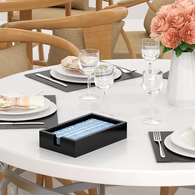 Acrylic Bathroon Napkin Holder, Disposable Hand Towels Tray（Black） | 8mm Thick - Image 6