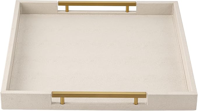 Beige Faux Leather Serving Tray - Image 3