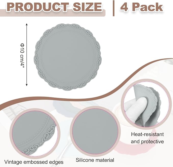 uxcell Set of 4 Round Silicone Coaster - Image 2