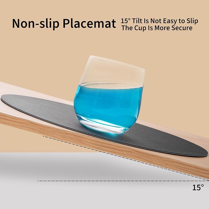 Myir JUN 15 Inches Round Placemats Set of 6 Faux Leather Place Mats | - Image 5