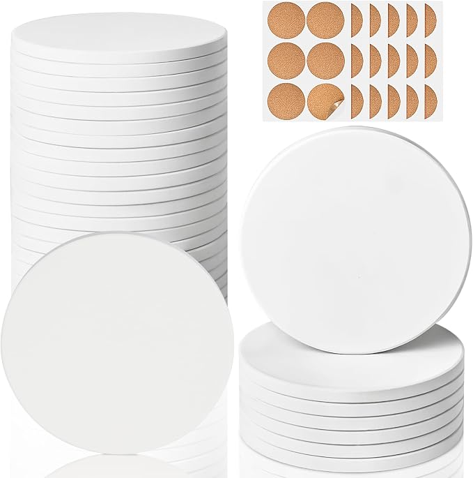 Ceramic Tiles for Crafts, GOH DODD 36 Pack Unglazed Blank Coasters by GOHDODD