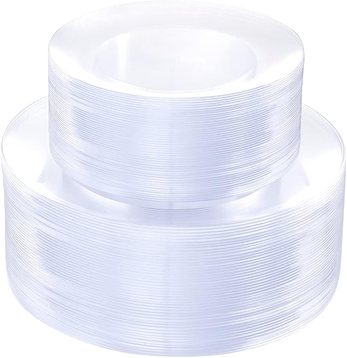 PULOTE 100Pieces Clear Plastic Plates by PULOTEpartywareWesupplyproductsandyouenjoylife