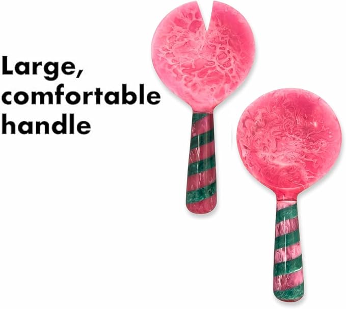 SS Craft Marbled Resin Salad Server Set – Lightweight Serving Spoon & Fork - Image 7