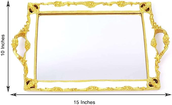 Efavormart Metallic White/Gold Resin Decorative Serving Tray - Image 3