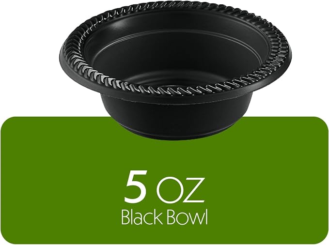 PLASTICPRO 200 PCS Black Plastic Bowls Light Weight 5 oz Small Plastic Soup - Image 4