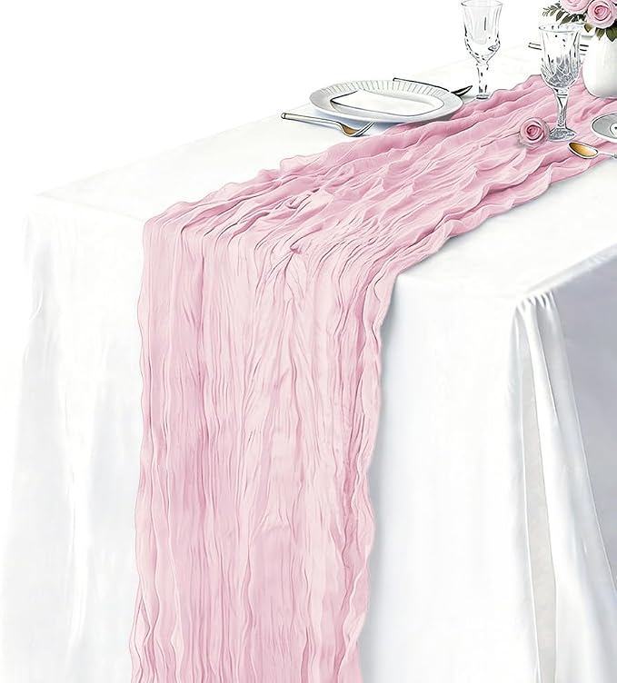 10 Pack Light Pink Cheesecloth Table Runner 21 x 120 Inch Boho Gauze Sheer - Image 2