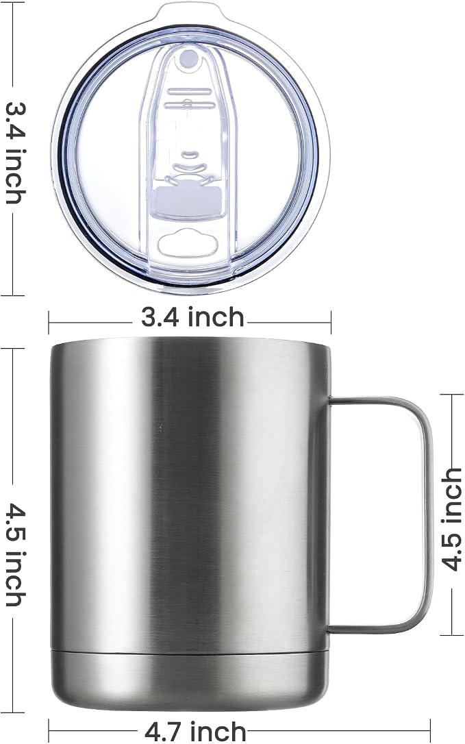 MEWAY 12oz Coffee Mug With Handle 8 Pack Bulk, Stainless Steel Insulated Travel - Image 4