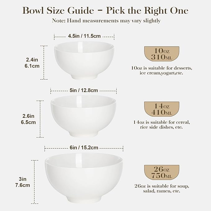 MALACASA 26 oz Porcelain Soup Bowls, Series Regular - Image 9
