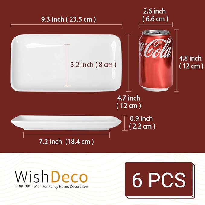 Small Rectangle Plates Set of 6, Ceramic Sushi Plates, Serving Plate - Image 3