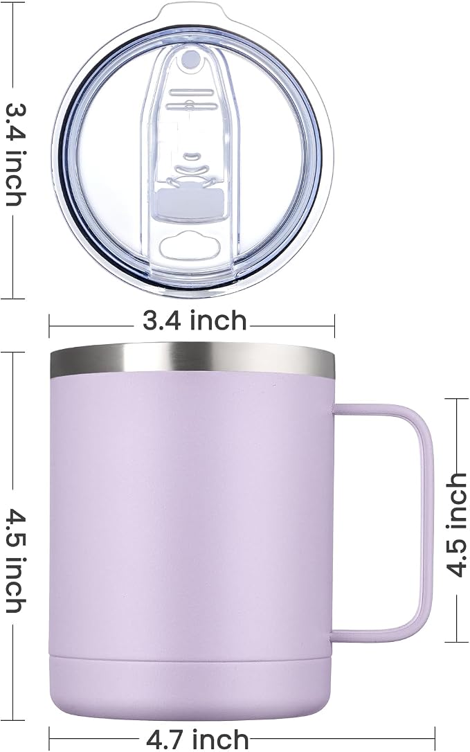 MEWAY 12oz Coffee Mug With Handle 2 Pack Bulk, Stainless Steel Insulated Travel - Image 4