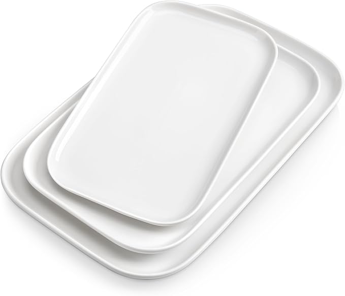 vancasso Stern Serving Platters Set of 3, 11/13/ 15 Inches Rectangular Ceramic by vancasso