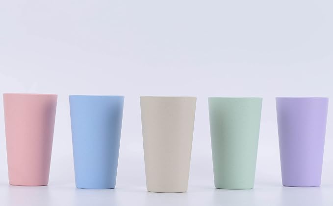 Wheat Straw Unbreakable Cup | 20 oz Reusable Water Drinking Glasses Sets of 10 - Image 3