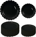 50 Pcs Black Scalloped Paper Plates 25 × 7'' and 25 × 9'' Disposable Black by FALIZIFU