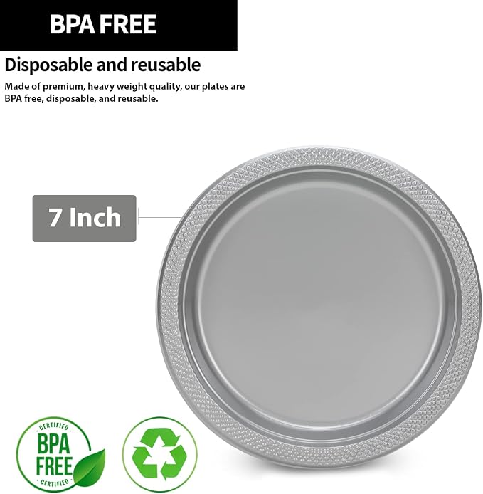 Hanna K. Signature Silver Solid Color Premium Heavy Weight Plastic Appetizer - Image 2