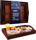 Comfify Dark Brown Bamboo Serving Trays Set of 3 – Nesting Ottoman Trays | by Comfify