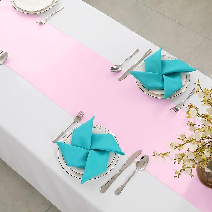 Horbaunal 12 Pack Light Pink Satin Table Runner 12 x 108 Inch | Smooth Table - Image 5
