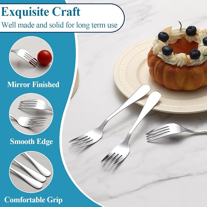 Dessert Forks Set of 12, Berglander Stainless Steel 5.5“ Cake Fork - Image 3