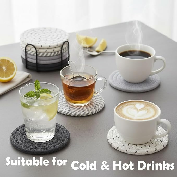 Cotton Rope Absorbent Drink Coasters Set of 8 - Image 4