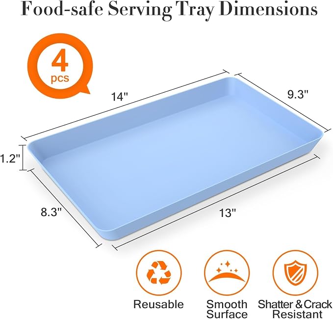 WOWBOX 4 pcs Serving Tray for Entertaining, Serving Platters for Snacks - Image 2