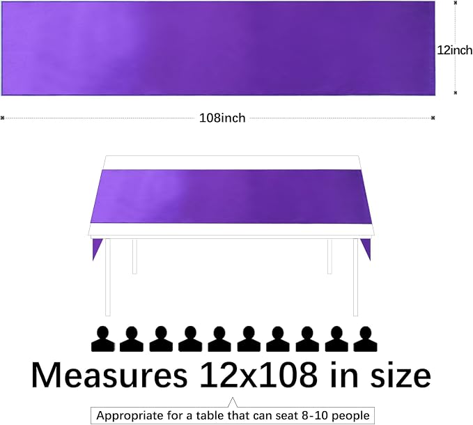 Purple Satin Table Runners 12x108 inch 5 Pcs Bright Satin Silk Fabric | Smooth - Image 3