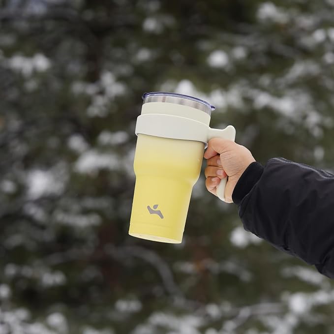Konokyo 20 oz Tumbler with Handle and Straw, Insulated Travel Mug | Lemon; - Image 6