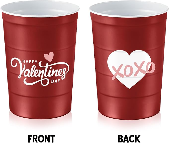 Steel Chill Cups 16 oz. Reusable Party Cups, Valentine's Day, 100% recyclable - Image 2