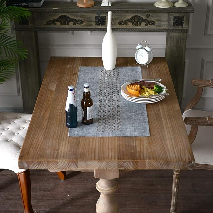 ARTABLE Gray Rectangle Fabric Table Runner Finished Edge 16 x 28 Inch | - Image 2