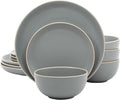 Gibson Home Rockaway 12-Piece Stoneware Dinnerware Set, Matte Finish, Service by GibsonHomewares