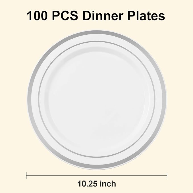 BESTSTAR 100PCS White Plastic Plates - Image 2