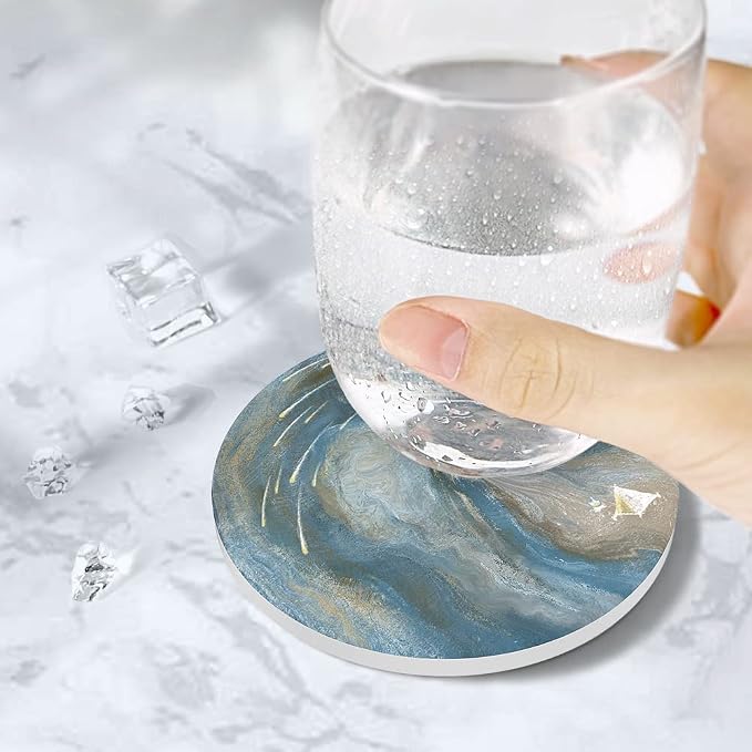 UMIRRO Absorbent Ceramic Stone Coasters Set of 6 w/Holder, Celestial Dream | - Image 3