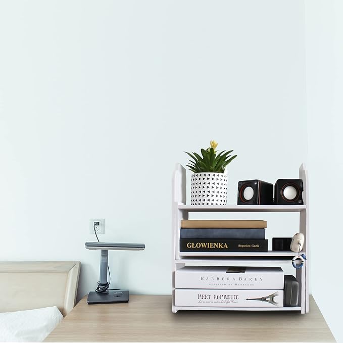 YGYQZ Adjustable Desktop Shelf Organizer, 3-Tier Expandable Desk Shelf - Image 8