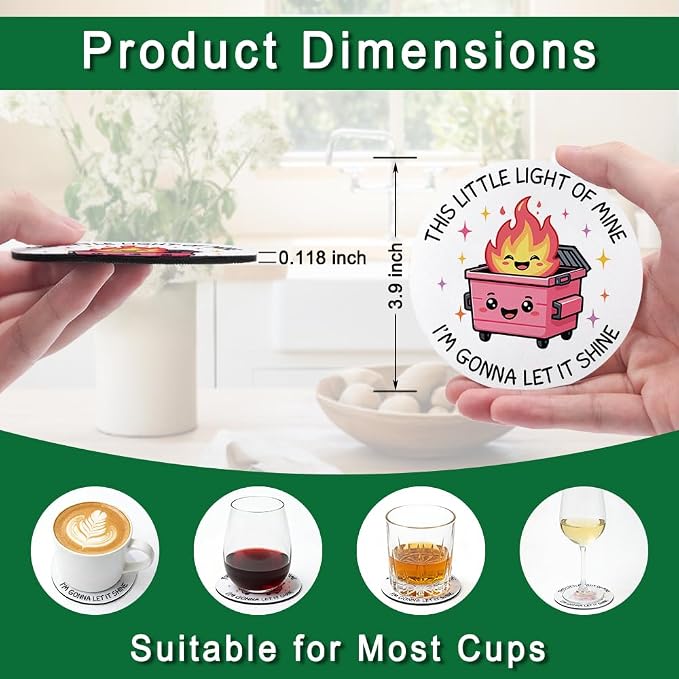 This Little Light of Mine I’m Gonna Let It Shine Drink Cup Holder Coaster Set - Image 2