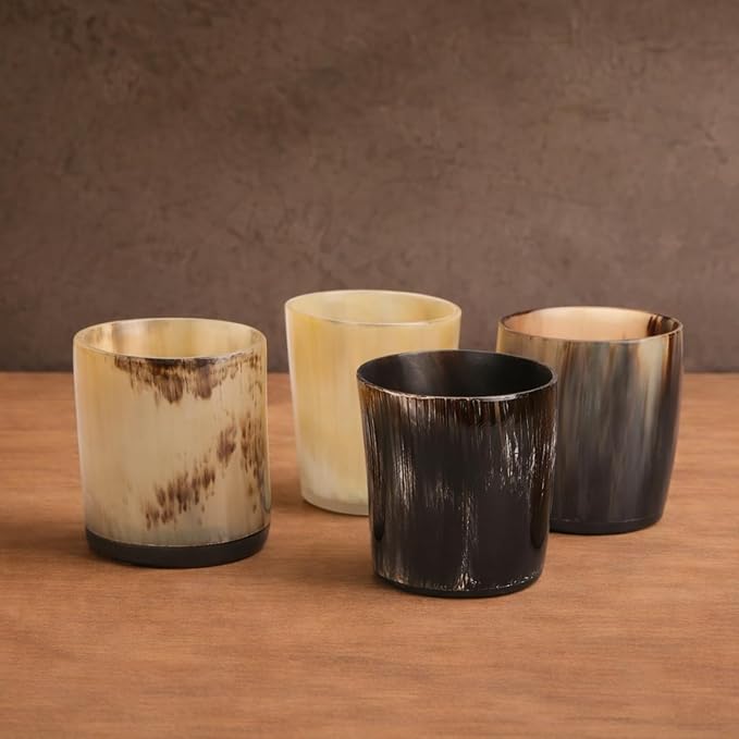 Handicrafts Home Handmade Horn Shot Glasses Set of 6, 3 oz Natural Viking - Image 7