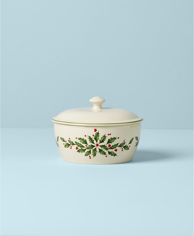 Lenox Holiday Porcelain Covered Christmas Casserole Dish | - Image 2