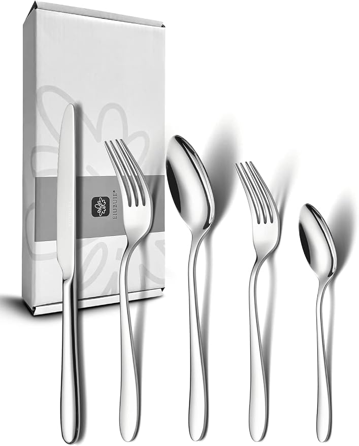 40 Piece Silverware Set for 8, Stainless Steel Flatware Set, Cutlery Sets by EIUBUIE