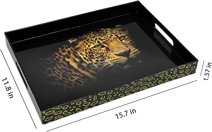 Serving Tray with Handles, 15.7 * 11.8 inches, Plastic Ottoman Tray with - Image 3